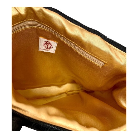 Vintage Silk Hand Bag, Shanghai Trio, Black & Gold Brocade - Pristine - Picture 4 of 7